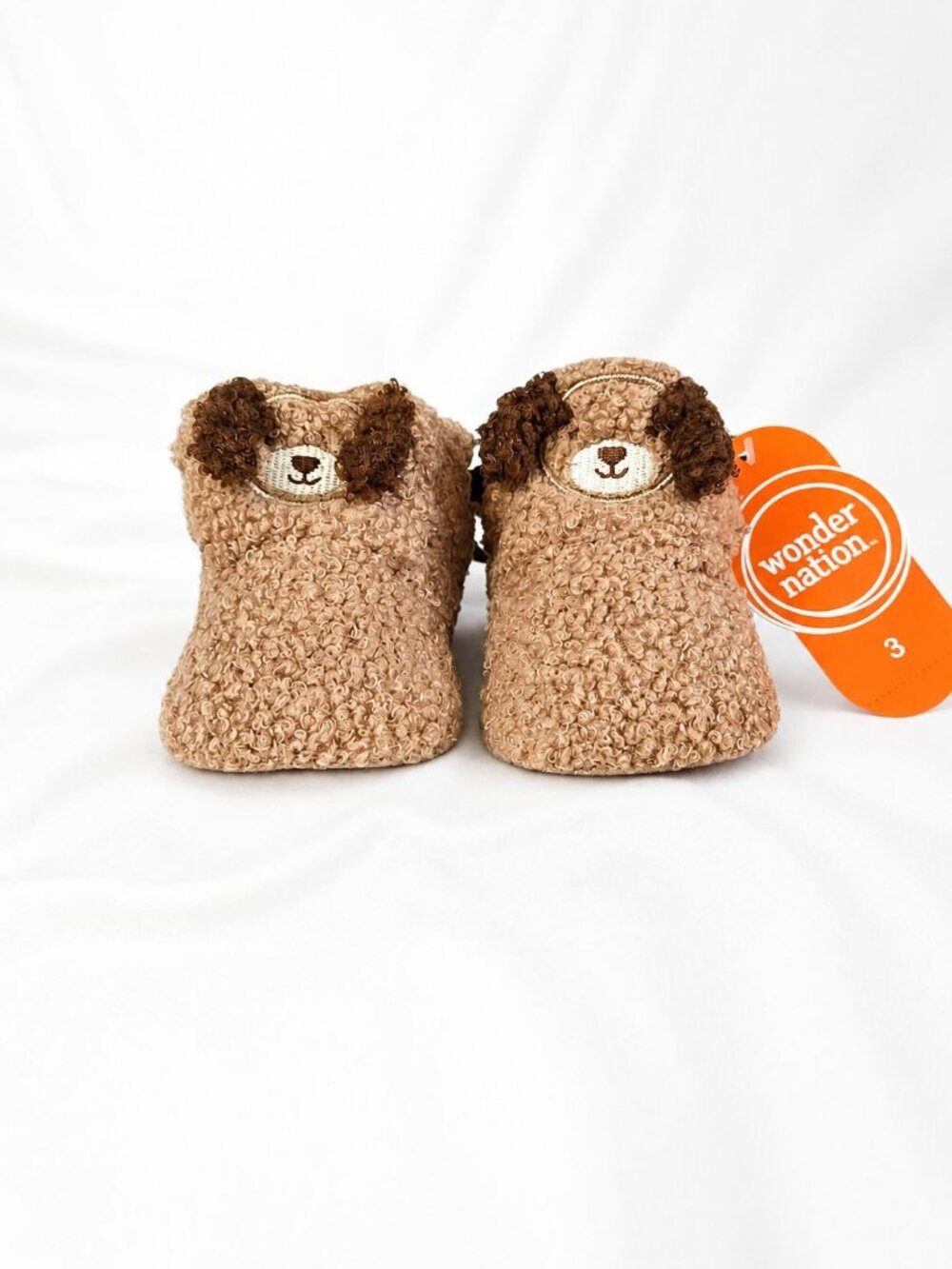 Infants Fuzzy Brown Puppy Slippers Size 3 NWT Wonder Nation